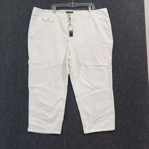 Talbots Pants Womens 24W White Signature Cropped Stretch Cotton Comfort - Picture 1 of 11